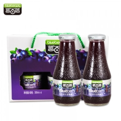 【蓝百蓓】有机野生蓝莓果汁饮料 果汁含量100% 300ml*6瓶 盒
